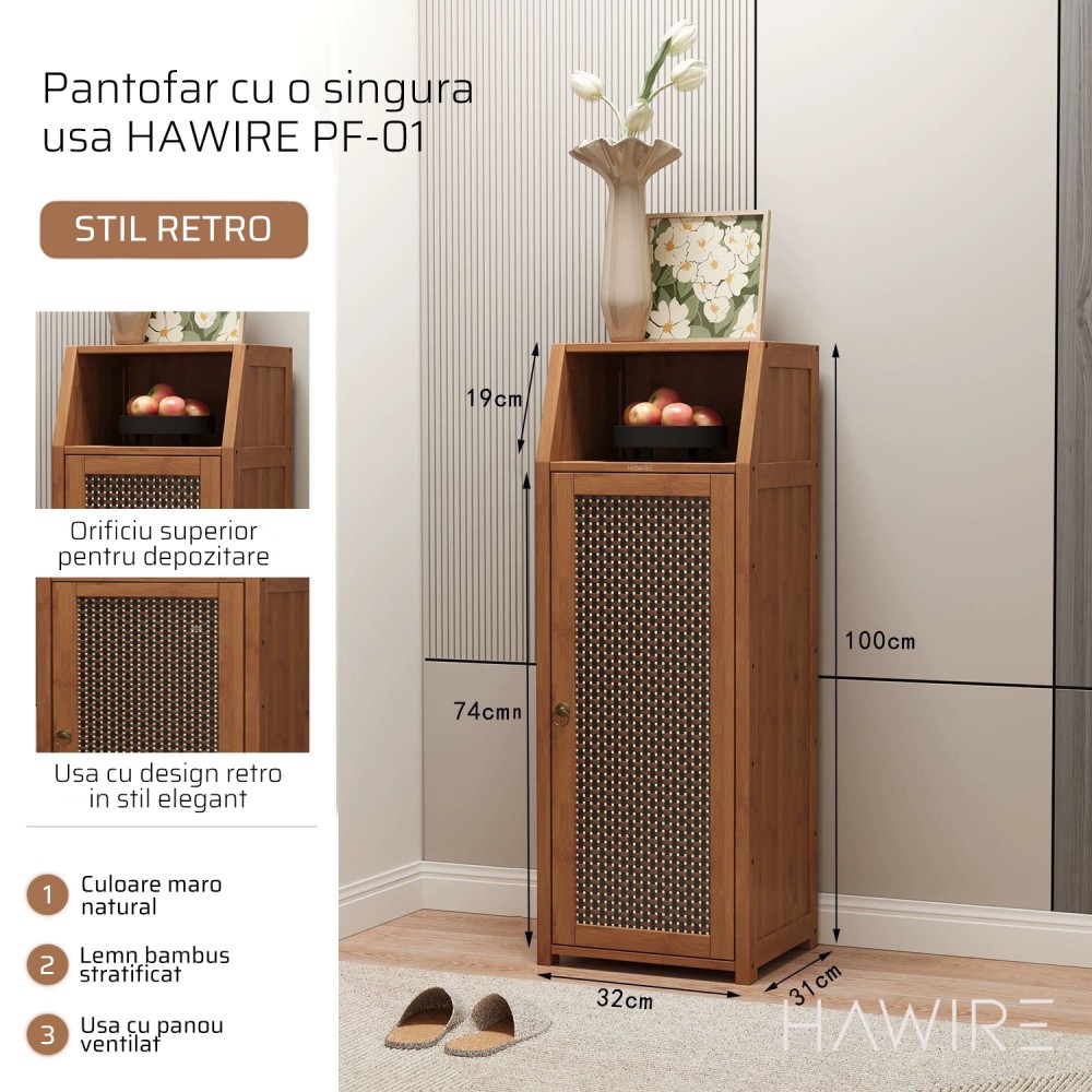 Design retro pantofar bambus